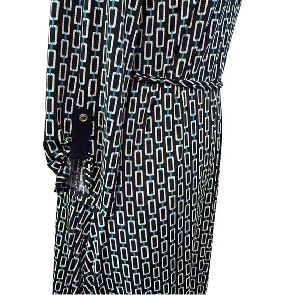 PerSeption Concept Navy Blue/White Geometric Chain Link Dress, Size Medium - Picture 3 of 7